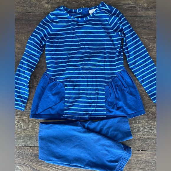 Hanna Andersson size 130 (US 8) Girls Outfit. Blue Long Sleeves & Leggings. - Picture 1 of 4